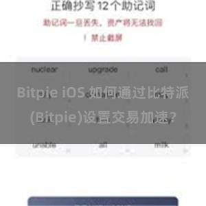 Bitpie iOS 如何通过比特派(Bitpie)设置交易加速？